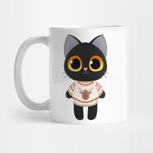 Holiday Black Kitten Mug